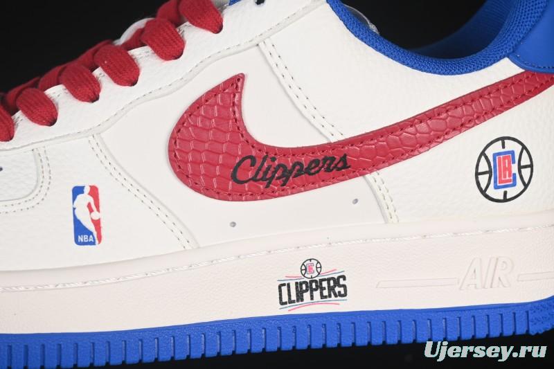 Nike Air Force 1 '07 Low NBA Collaboration Clippers Blue Red Casual Sneakers - QW5606-274