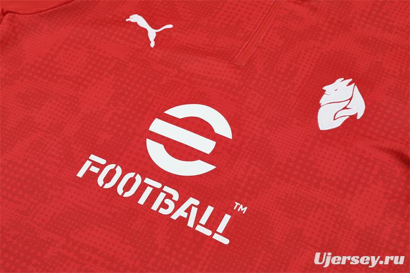 25/26 AC Milan Red Camouflage Half Zipper Jacket+Long Pants