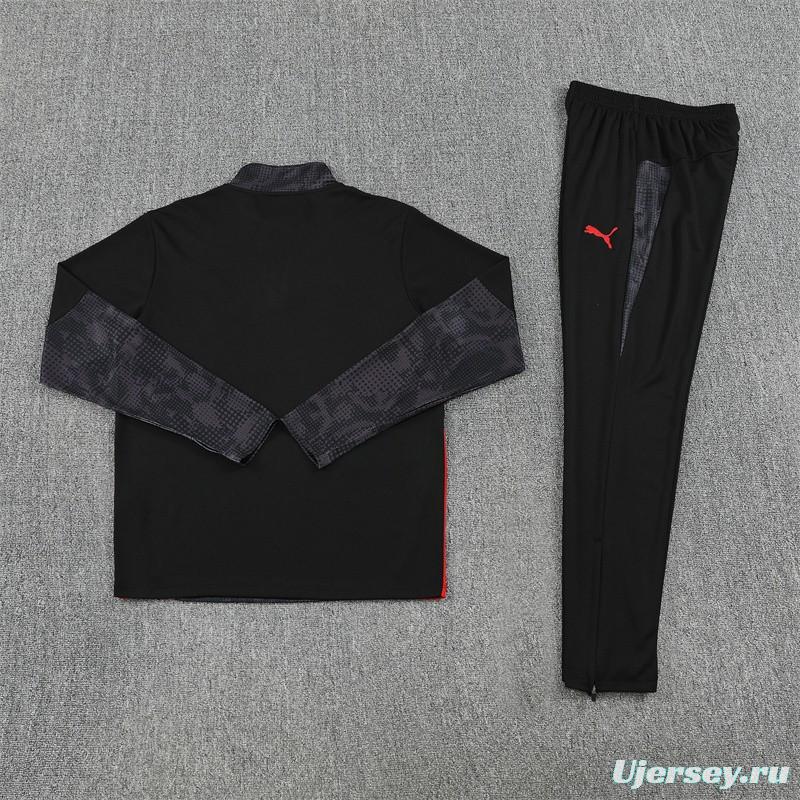 25/26 AC Milan Black Camouflage Half Zipper Jacket+Long Pants