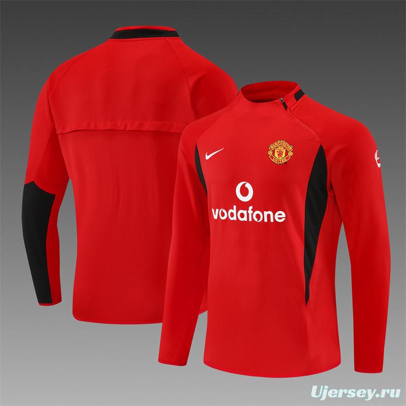 Retro 02/03 Manchester United Red Half Zipper Jacket