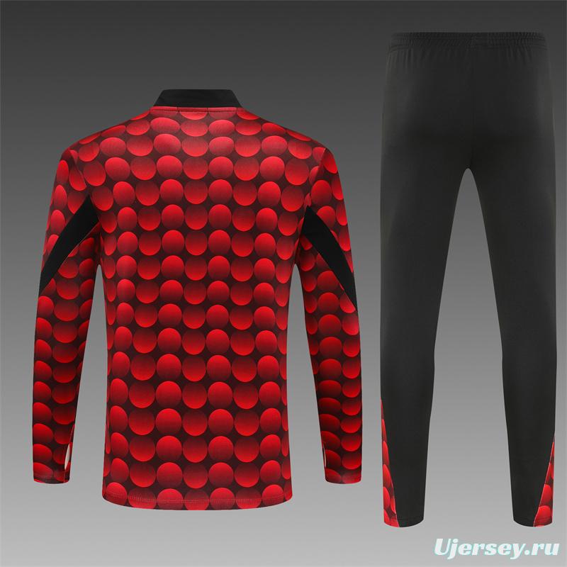 25/26 Feyenoord Red Black Camouflage Half Zipper Jacket+Long Pants