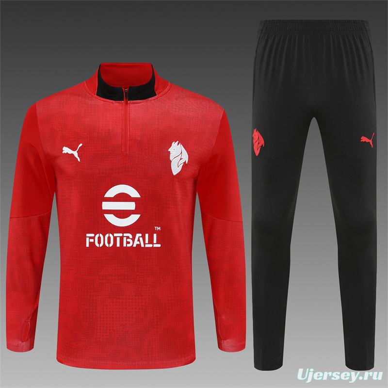 25/26 AC Milan Red Camouflage Half Zipper Jacket+Long Pants