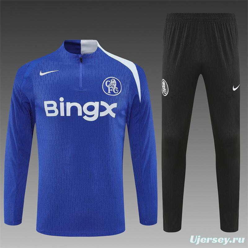 Player Version 25/26 Chelsea Color Blue T90 Half Zipper Jacket+Long Pants