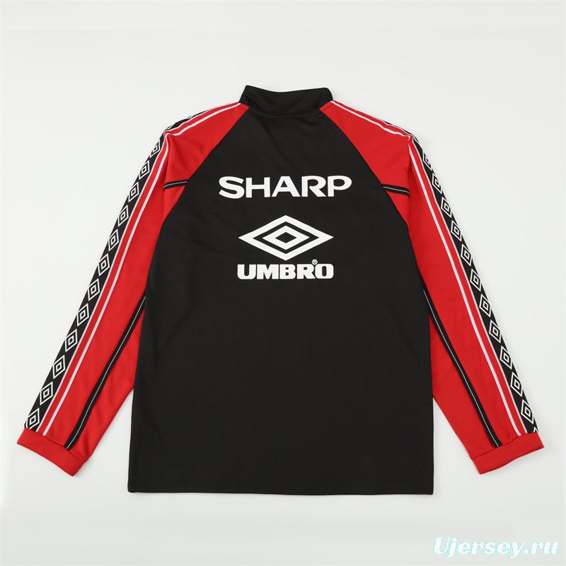 Retro 98/99 Manchester United Black Half Zipper Jacket