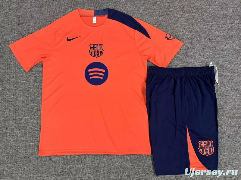 25/26 Kids Barcelona Orange T90 Short Sleeve Jersey+Shorts