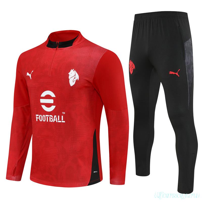25/26 AC Milan Red Camouflage Half Zipper Jacket+Long Pants