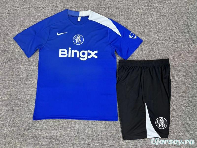 25/26 Kids Chelsea Blue T90 Short Sleeve+Soccer Shorts