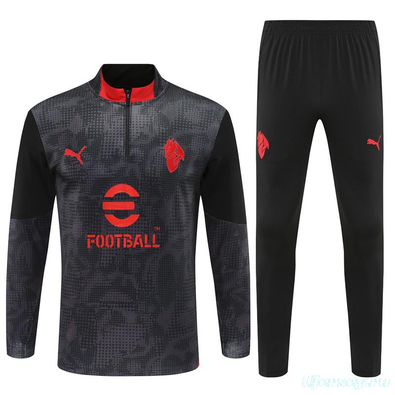 25/26 AC Milan Black Camouflage Half Zipper Jacket+Long Pants