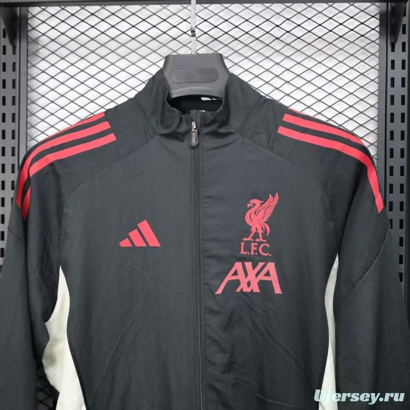 25/26 Liverpool Black Windbreaker (with Inner Lining)