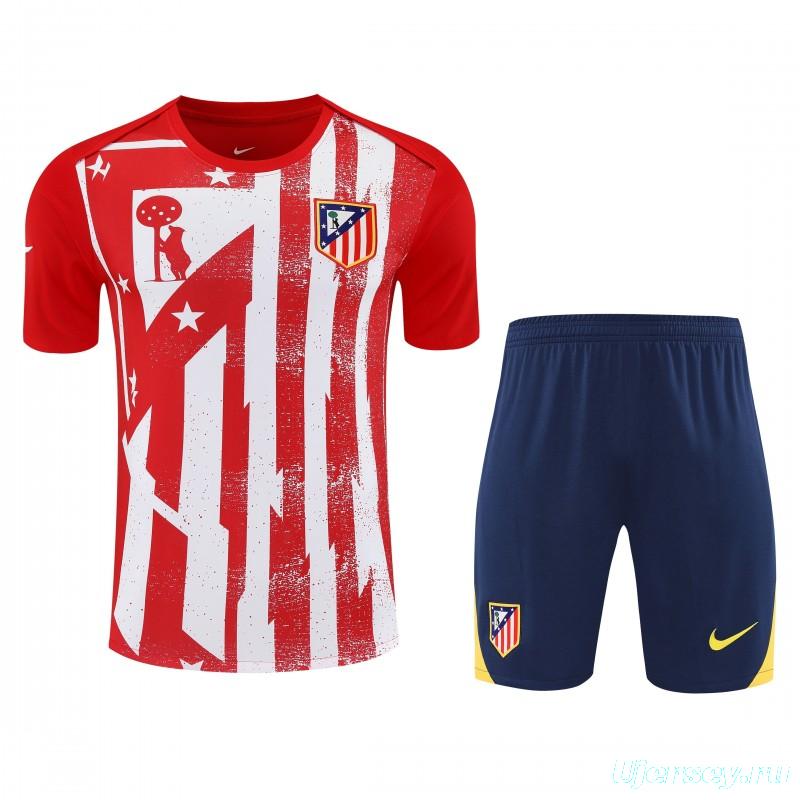 25/26 Atletico Madrid Red/White Stripe Short Sleeve+Shorts