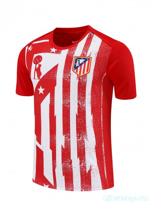 25/26 Atletico Madrid Red/White Stripe Short Sleeve+Shorts