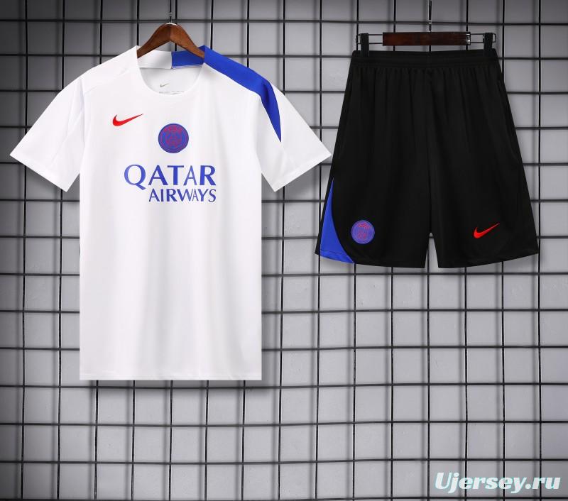 25/26 PSG White Short Sleeve Jersey+Shorts