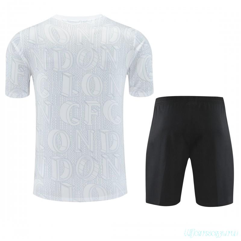 25/26 Chelsea White Short Sleeve Jersey+Shorts