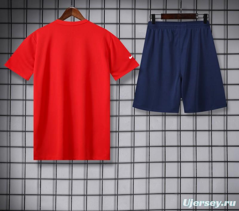 25/26 Atletico Madrid Red/White Stripe Short Sleeve+Shorts