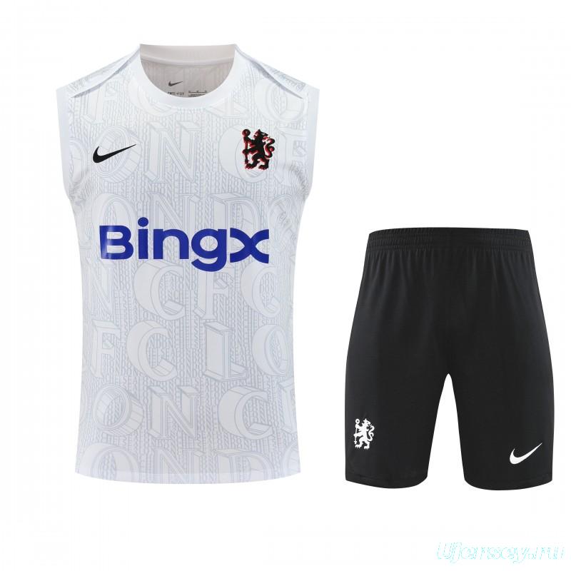 25/26 Chelsea White Vest Jersey+Shorts