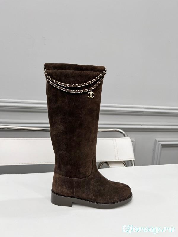 Chanel 2025/SS Quilted Leather Chain CC Four-Leaf Clover Flat Ankle Boots - LY00510