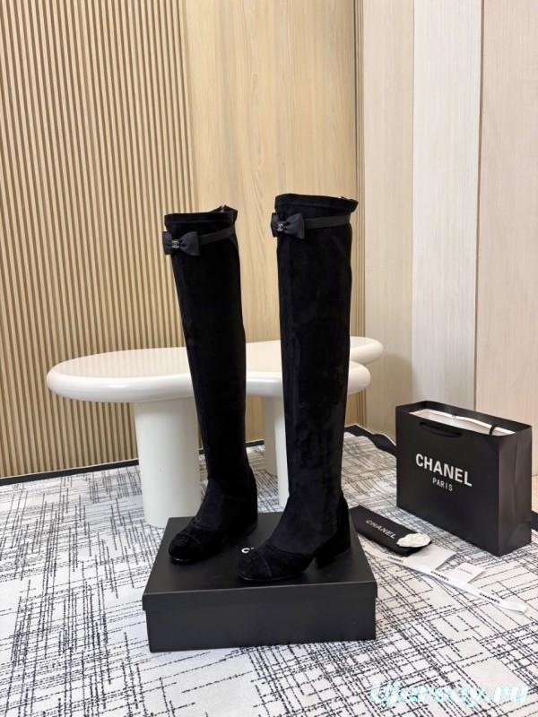 Chanel Classic Chunky Heel Back Zipper Long Boots - LY00360
