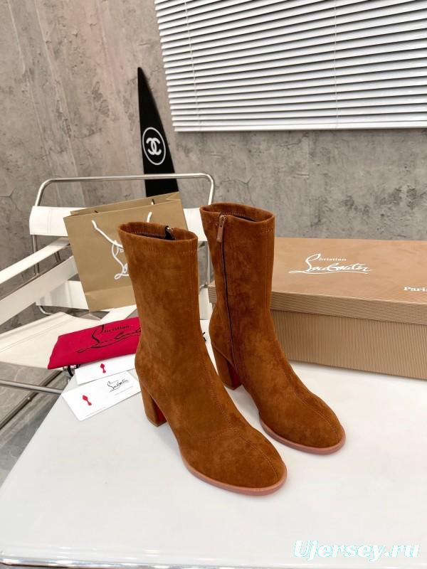 Christian Louboutin 2025/SS Chunky Heel Elastic Ankle Boots - LY00300