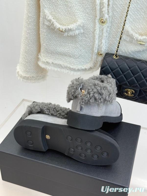 Chanel 2025/SS Double C Color-Block Shearling Snow Boots - KFY00270