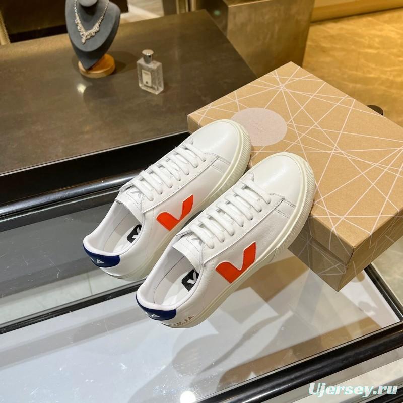 VEJA Classic White Sneakers V Logo Lace-Up Retro Flat Thick Sole Casual Sports Shoes - LY00220