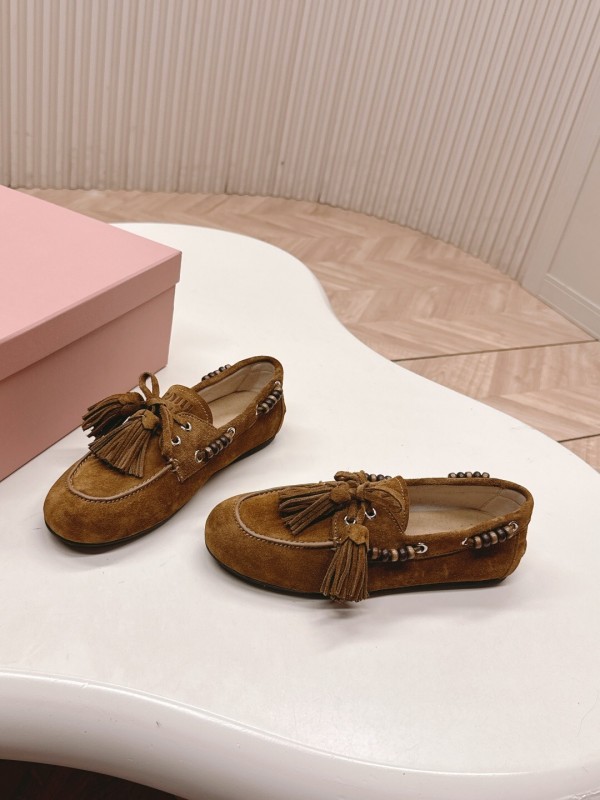 Miu Miu Fall/Winter 2025 Tassel Loafer Mule with Bead Accents - LY00330