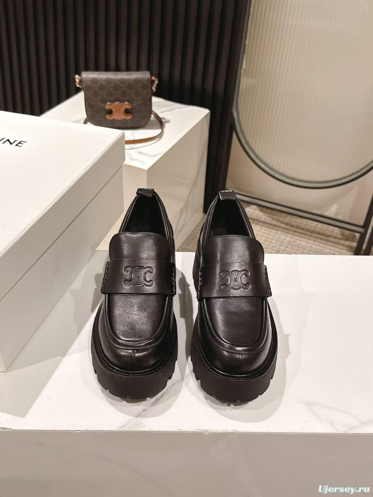 CELINE 2025/SS Lisa Same Style Platform Loafers - LY00300