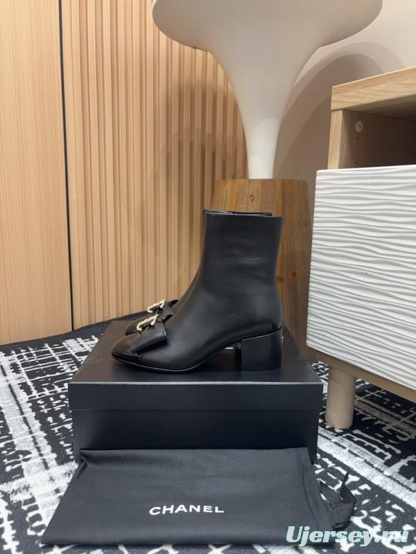Chanel 2025 SS Bow CC Crystal Buckle Ankle Boots - LY00340/LY00350