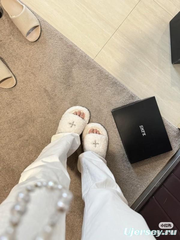 Adidas 2025 SS SMFK Fur Slippers Latest Popular Cross Pattern - KFY00230