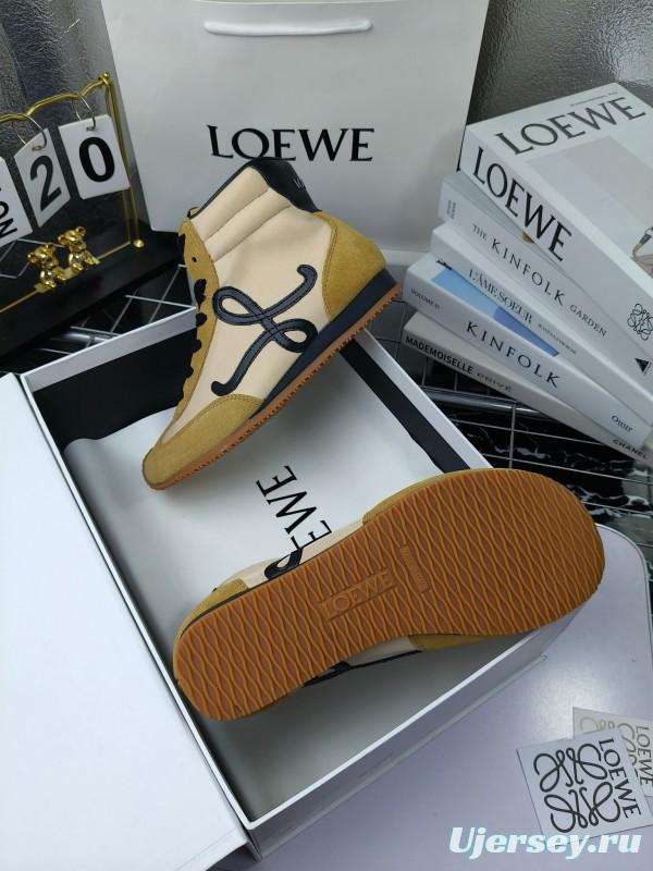 LOEWE High-Top German Training Sneakers Retro Fashion Casual White Shoes - LY00330