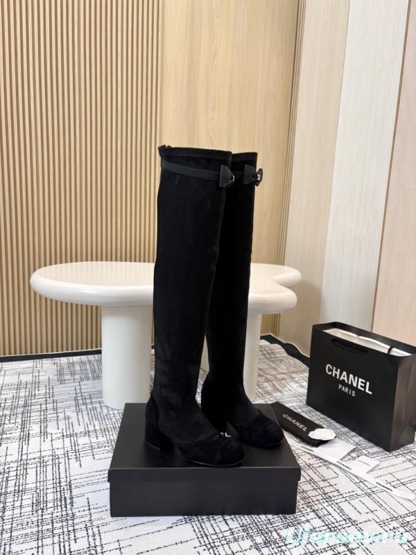 Chanel Classic Chunky Heel Back Zipper Long Boots - LY00360