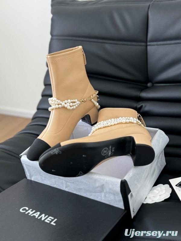 Chanel Pearl Collection Mary Jane Short Boots - LY00360