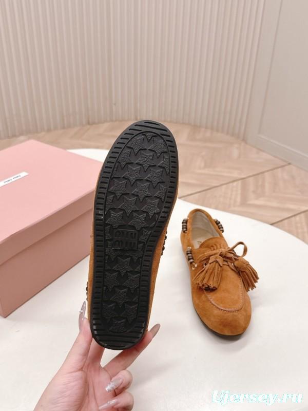 Miu Miu Fall/Winter 2025 Tassel Loafer Mule with Beaded Accents - LY00330