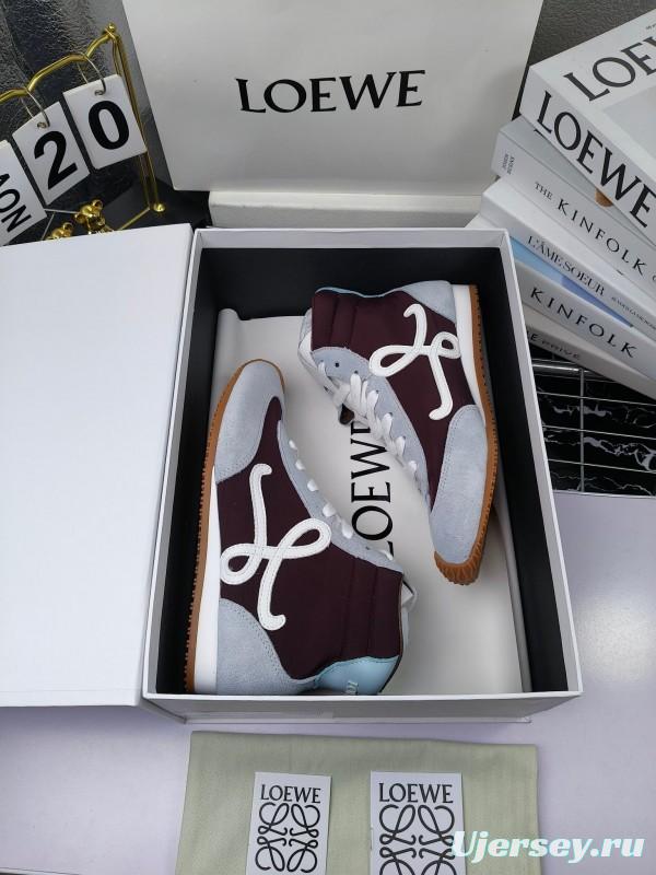 LOEWE High-Top German Training Sneakers Retro Fashion Casual White Shoes - LY00330