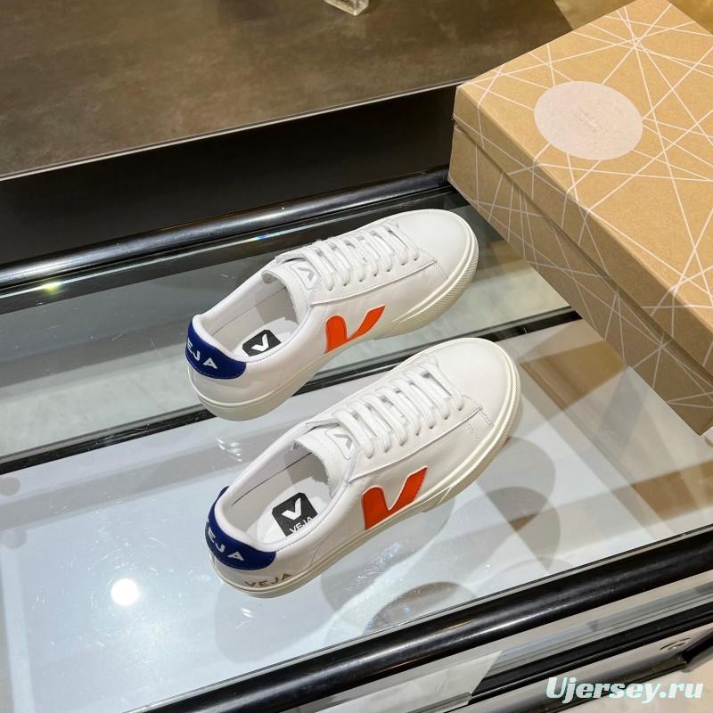VEJA Classic White Sneakers V Logo Lace-Up Retro Flat Thick Sole Casual Sports Shoes - LY00220