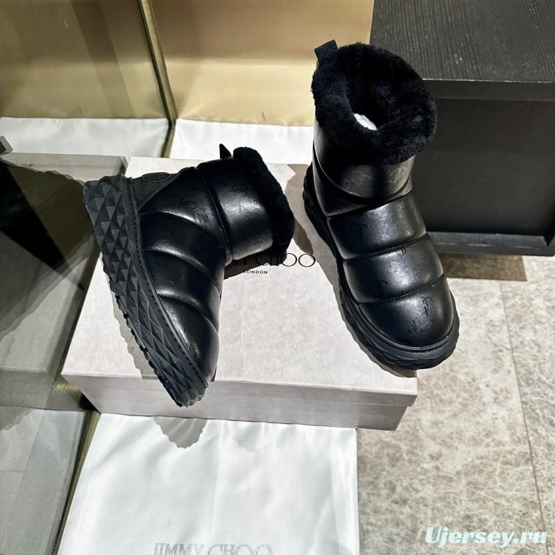 JIMMY CHOO 2025 SS Casual White Sneakers with Genuine Wool Snow Boots - LY00340