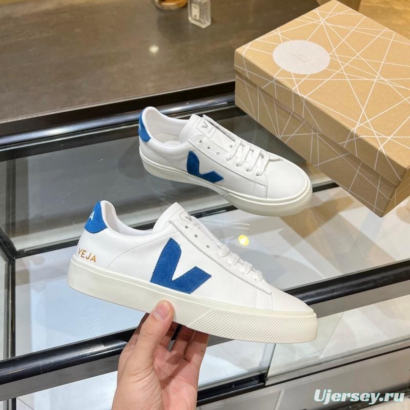 VEJA Classic White Sneakers V Logo Lace-Up Retro Flat Platform Casual Sports Shoes - LY00220