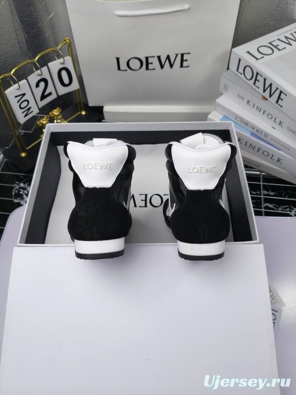 LOEWE High-Top German Training Sneakers Retro Fashion Casual White Shoes - LY00330