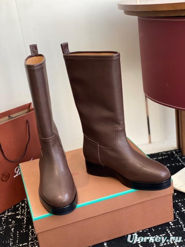 Brunello Cucinelli Classic Spring BC Calfskin High Top Thick Sole Riding Boots Long Boots - KFY00450