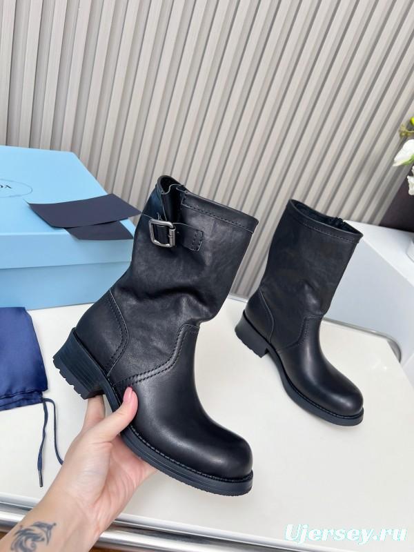 Prada 2025 SS Retro Martin Boots Riding Boots - LY00350