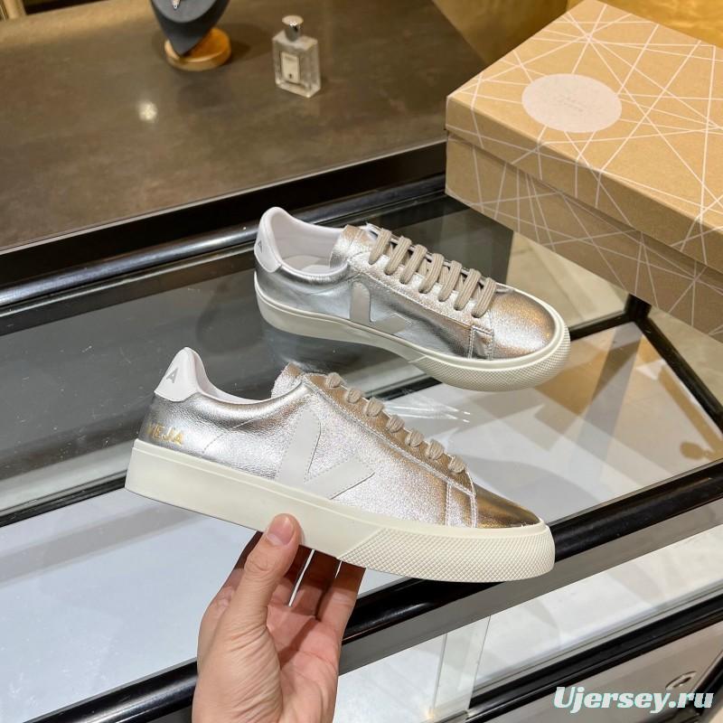 VEJA Classic White Sneakers V Logo Lace-Up Retro Flat Platform Casual Sports Shoes - LY00220/LY00230