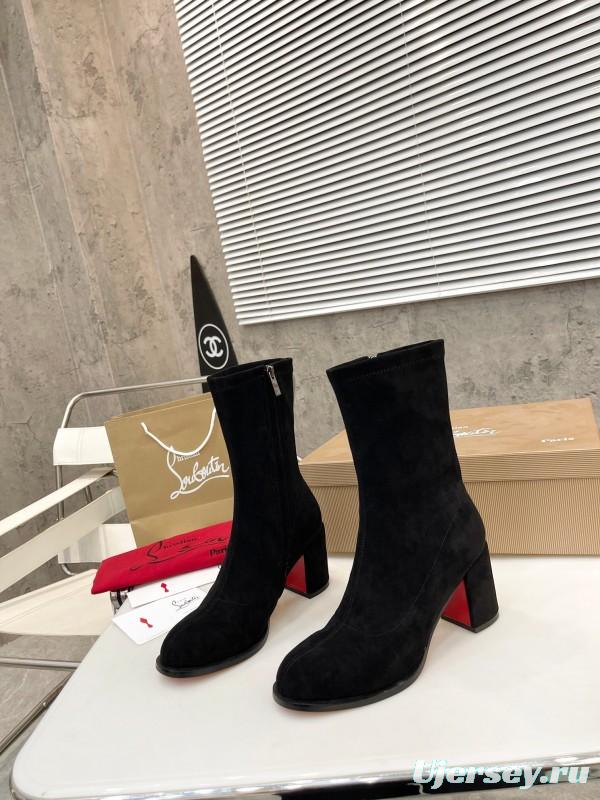 Christian Louboutin 2025/SS Chunky Heel Elastic Ankle Boots - LY00300