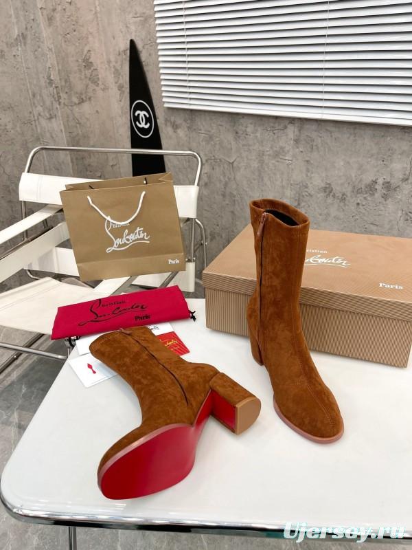 Christian Louboutin 2025/SS Chunky Heel Elastic Ankle Boots - LY00300