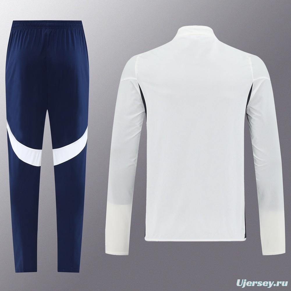 25/26 Arsenal White S-2XL Half Zipper Jacket+Long Pants