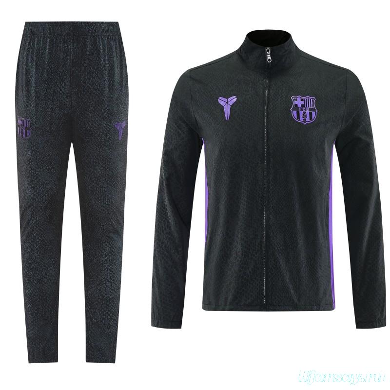 25/26 Barcelona Black S-3XL Half Zipper Jacket+Long Pants