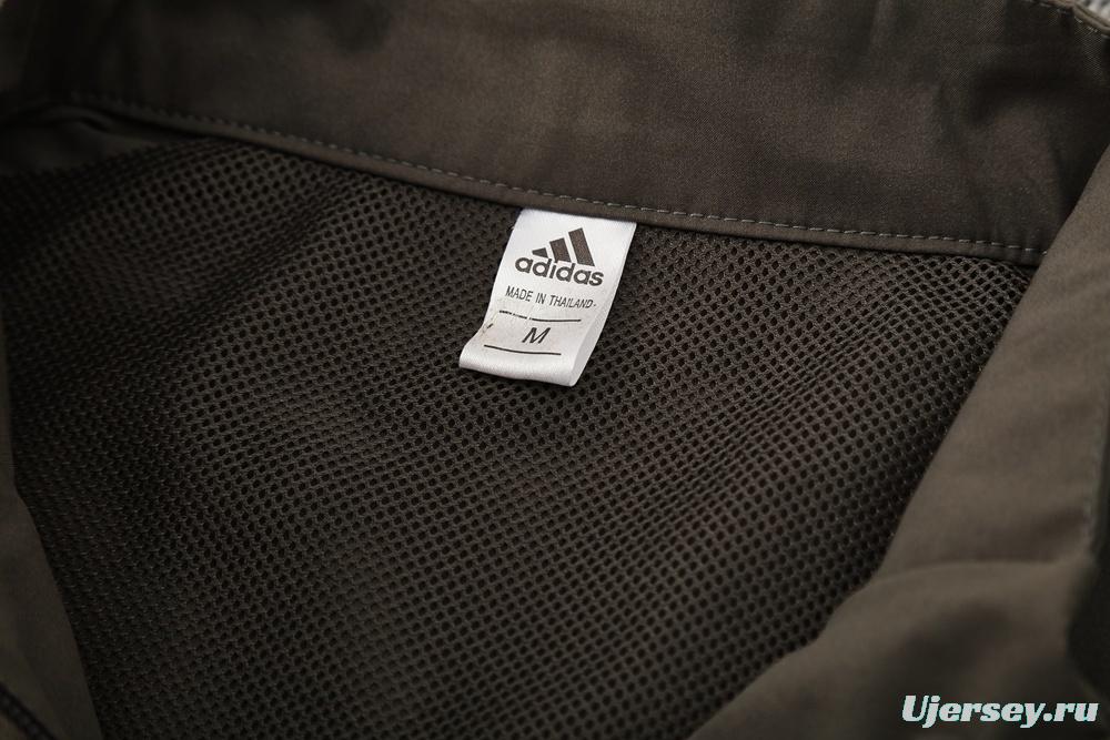 25/26 Real Madrid Dark Green Half Zipper Jacket+Long Pants S-3XL