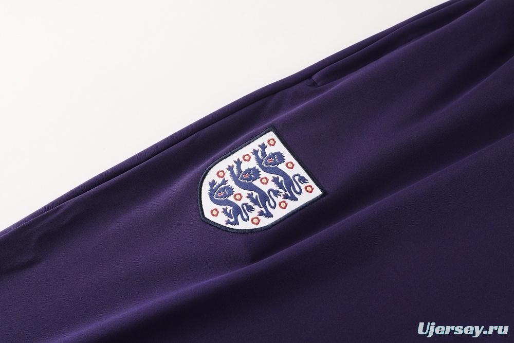 2025 England Purple Half Zipper Jacket+Long Pants
