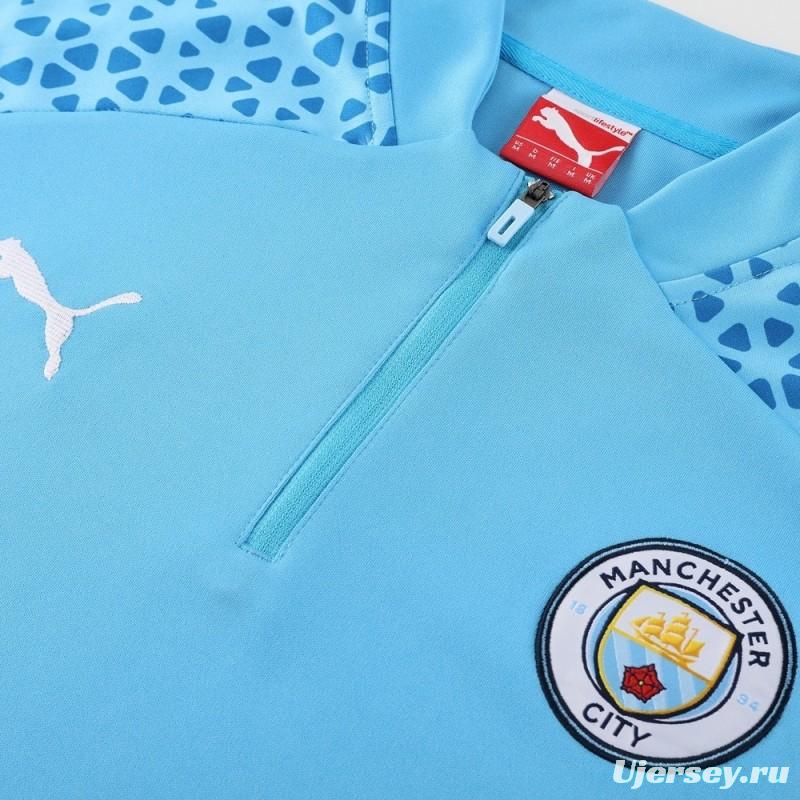 25/26  Manchester City Sky Blue Half Zipper Jacket+Long Pants
