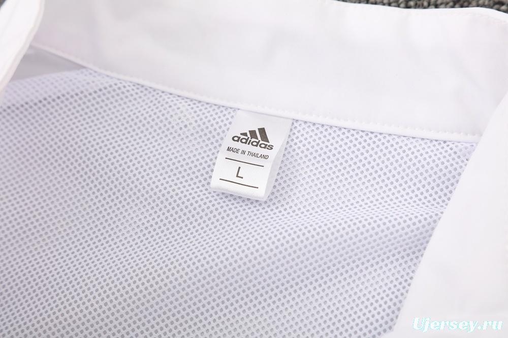 25/26 Real Madrid White Half Zipper Jacket+Long Pants S-3XL
