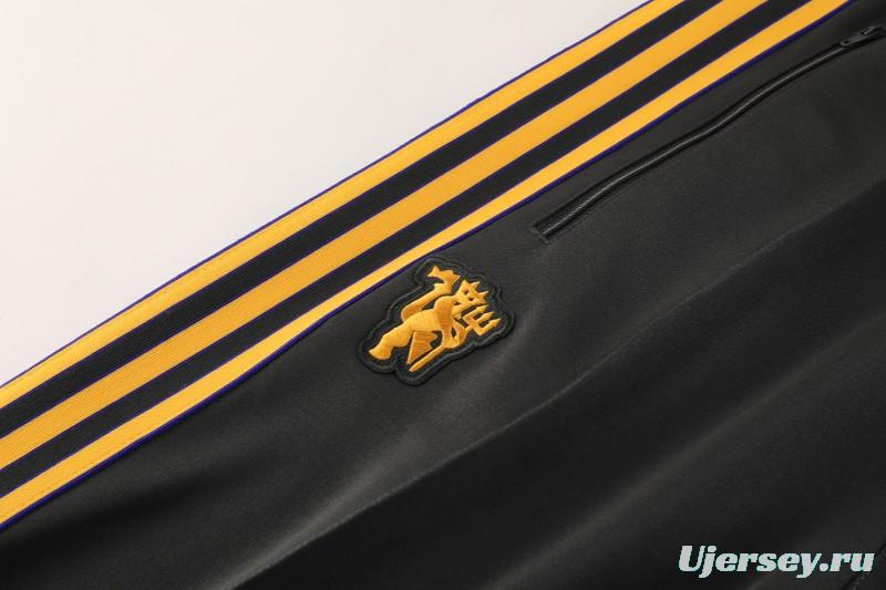 25/26 Manchester United 08 Dark Gray Half Zipper Jacket+Long Pants S-2XL