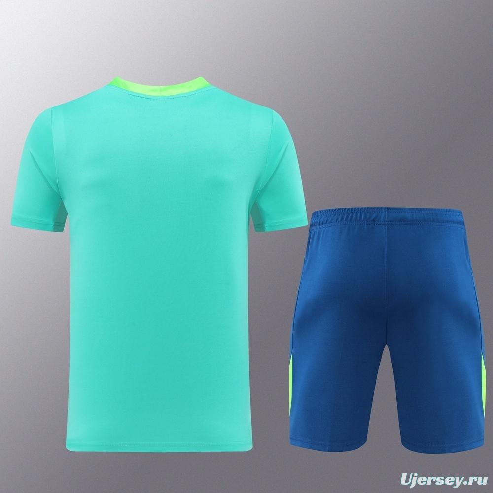 2025 Brazil Lake Green Short Sleeve+Soccer Shorts